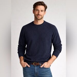 L.L.Bean Navy Cotton Cashmere Crewneck Sweater | Thick Knit | Size M